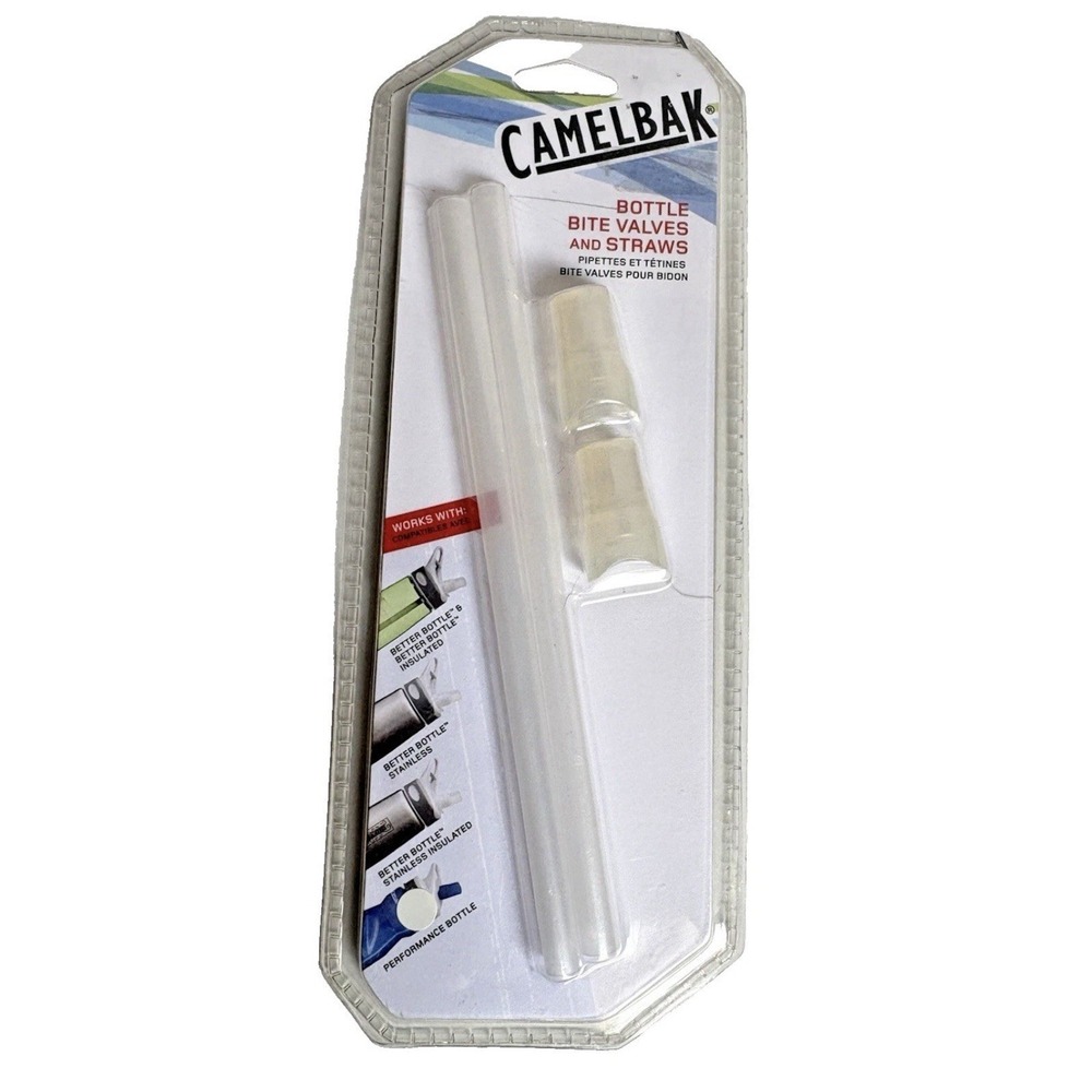 Camelbak Bottle Bite Valves and Bottle Straws 2 Pack Clear New